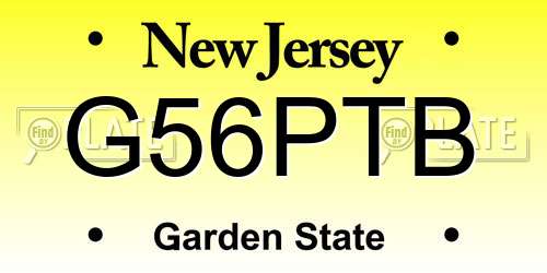 G56PTB New Jersey License Plate
