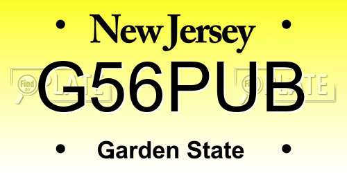 G56PUB New Jersey License Plate