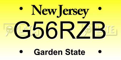 G56RZB New Jersey License Plate