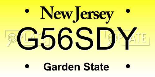G56SDY New Jersey License Plate