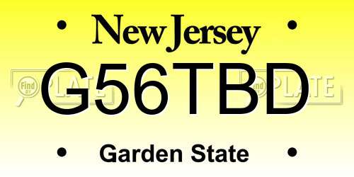 G56TBD New Jersey License Plate