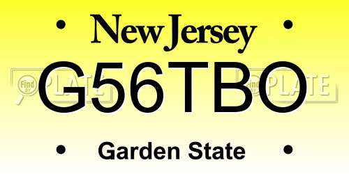 G56TBO New Jersey License Plate