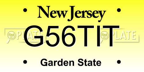 G56TIT New Jersey License Plate
