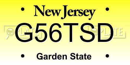 G56TSD New Jersey License Plate