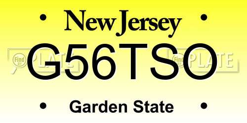 G56TSO New Jersey License Plate