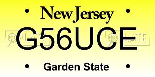 G56UCE New Jersey License Plate