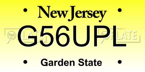 G56UPL New Jersey License Plate