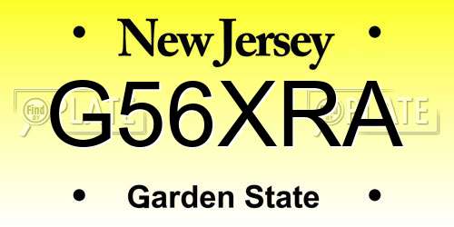 G56XRA New Jersey License Plate