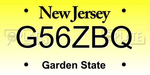 G56ZBQ New Jersey License Plate