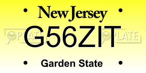 G56ZIT New Jersey License Plate
