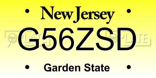 G56ZSD New Jersey License Plate