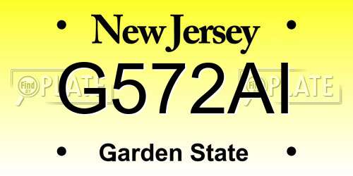 G572AI New Jersey License Plate