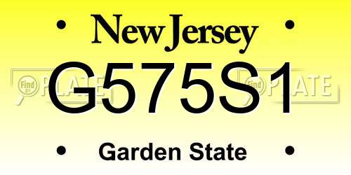 G575S1 New Jersey License Plate
