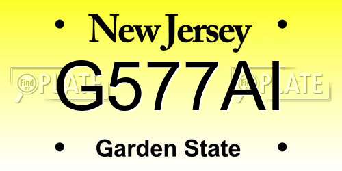 G577AI New Jersey License Plate