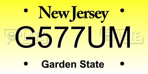 G577UM New Jersey License Plate