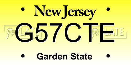 G57CTE New Jersey License Plate
