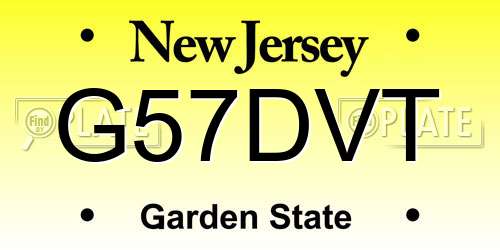 G57DVT New Jersey License Plate
