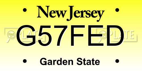 G57FED New Jersey License Plate