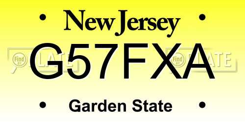 G57FXA New Jersey License Plate