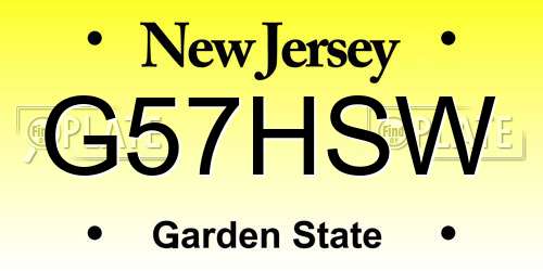 G57HSW New Jersey License Plate