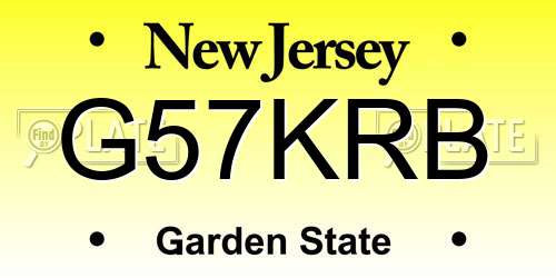 G57KRB New Jersey License Plate