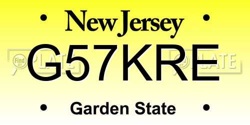 G57KRE New Jersey License Plate