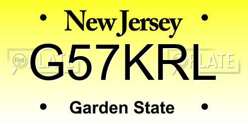 G57KRL New Jersey License Plate