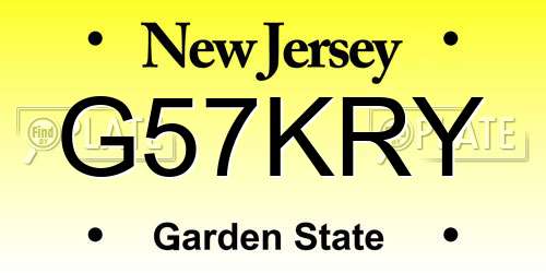 G57KRY New Jersey License Plate