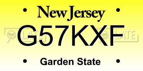 G57KXF New Jersey License Plate