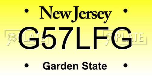 G57LFG New Jersey License Plate