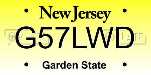 G57LWD New Jersey License Plate