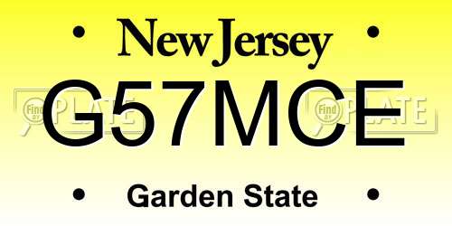 G57MCE New Jersey License Plate