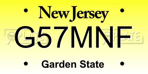 G57MNF New Jersey License Plate