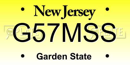 G57MSS New Jersey License Plate