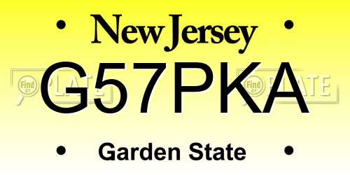G57PKA New Jersey License Plate