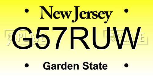G57RUW New Jersey License Plate