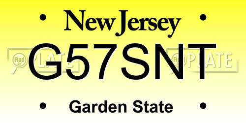 G57SNT New Jersey License Plate