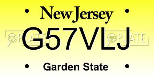 G57VLJ New Jersey License Plate