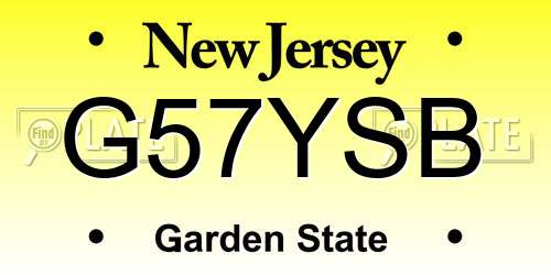 G57YSB New Jersey License Plate