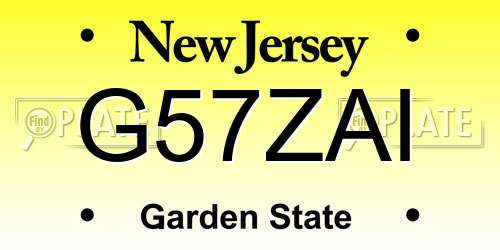 G57ZAI New Jersey License Plate