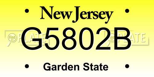 G5802B New Jersey License Plate