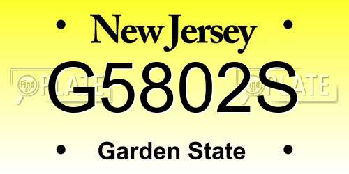 G5802S New Jersey License Plate