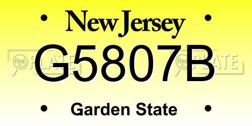 G5807B New Jersey License Plate
