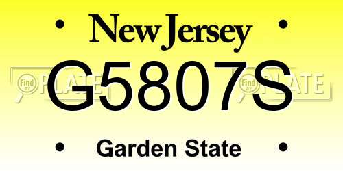 G5807S New Jersey License Plate