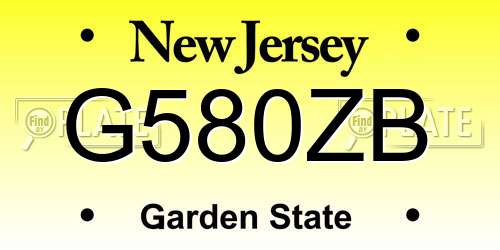 G580ZB New Jersey License Plate