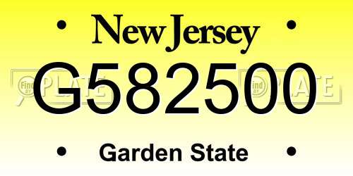 G582500 New Jersey License Plate