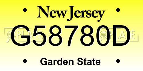 G58780D New Jersey License Plate