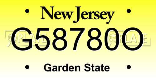 G58780O New Jersey License Plate