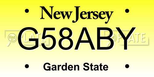 G58ABY New Jersey License Plate