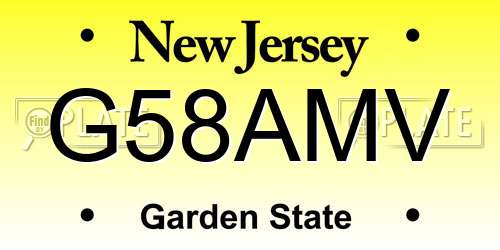 G58AMV New Jersey License Plate